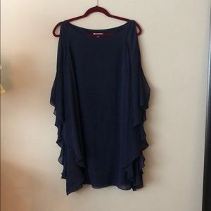 Lilly Pulitzer navy chiffon cold shoulder dress